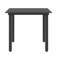 vidaXL Patio Dining Table Black 31.5"x31.5"x29.1" Steel and Glass