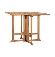 vidaXL Folding Patio Dining Table 35.4"x35.4"x29.5" Solid Teak Wood