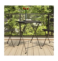 vidaXL Folding Bistro Table 21.7"x21.3"x28" Poly Rattan