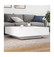 vidaXL Coffee Table with Led Lights White 39.4"x39.4"x12.2"