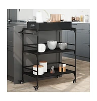 vidaXL Kitchen Trolley Black 32.1"x16.1"x36.4" Engineered Wood