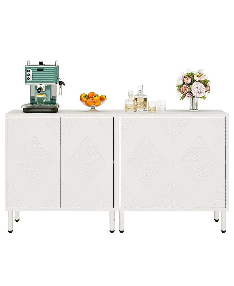 Tribesigns Buffet Cabinet with Storage, 57" White Sideboard Cabinet with 4 Doors and Adjustable Shelves, Modern Coffee Accent Cabinet Storage Cabinet