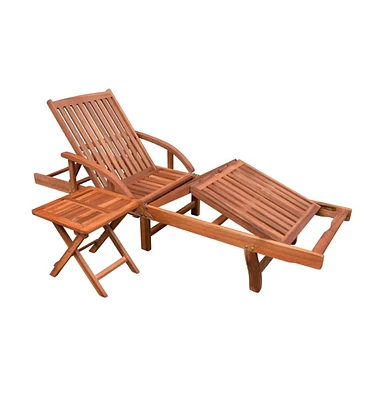 vidaXL Sun Lounger with Table Solid Acacia Wood