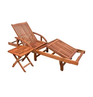 vidaXL Sun Lounger with Table Solid Acacia Wood