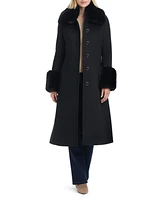 Vince Camuto Women's Single-Breasted Fit and Flared Drap Wool Coat