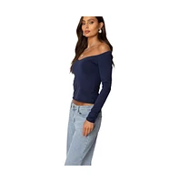 Edikted Women's Nattie Off Shoulder V Neck Top