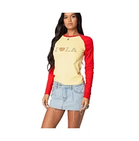 Edikted Women's La Baby Raglan Long Sleeve T Shirt