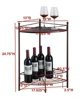 Kings Brand Furniture Dover Corner Wine Rack Table, Bronze