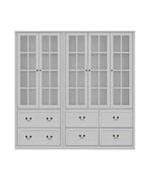 Famapy Gray Wood 12-Shelf Combination Bookcase Storage Cabinet