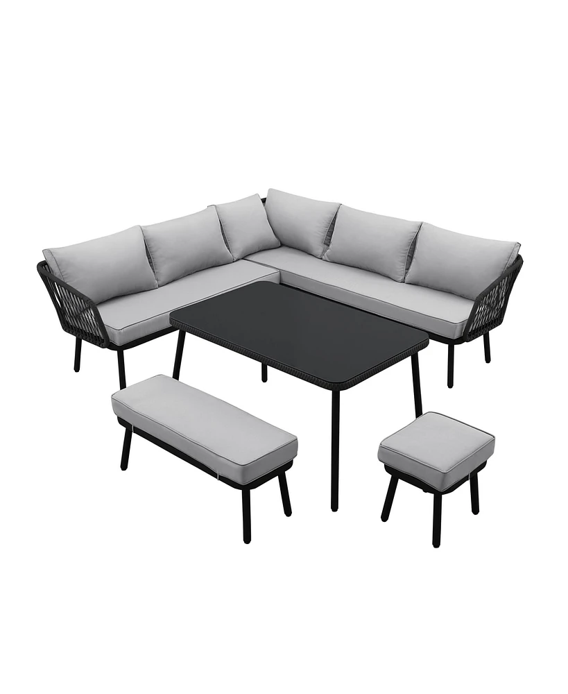 Inspired Home Taiden Outdoor 5pc Seating Group