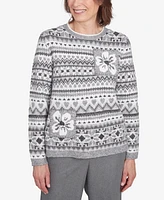 Alfred Dunner Women's Copenhagen Fair Isle Biadere Patch Sweater