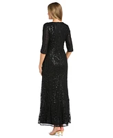 R & M Richards Petite 3/4-Sleeve Evening Gown