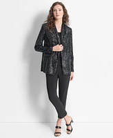 Dkny Petite Sequined Shawl-Collar Long-Sleeve Jacket