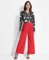 Dkny Petite High-Waisted Pleated Wide-Leg Pants