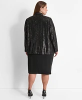 Dkny Plus Sequined Shawl-Collar Long-Sleeve Jacket