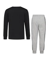 adidas Little and Toddler Boys Long Sleeve Cotton Tee Fleece Jogger, 2-Piece Set