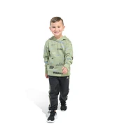 adidas Little and Toddler Boys Printed Fleece Pullover Hooded Jogger, 2-Piece Set