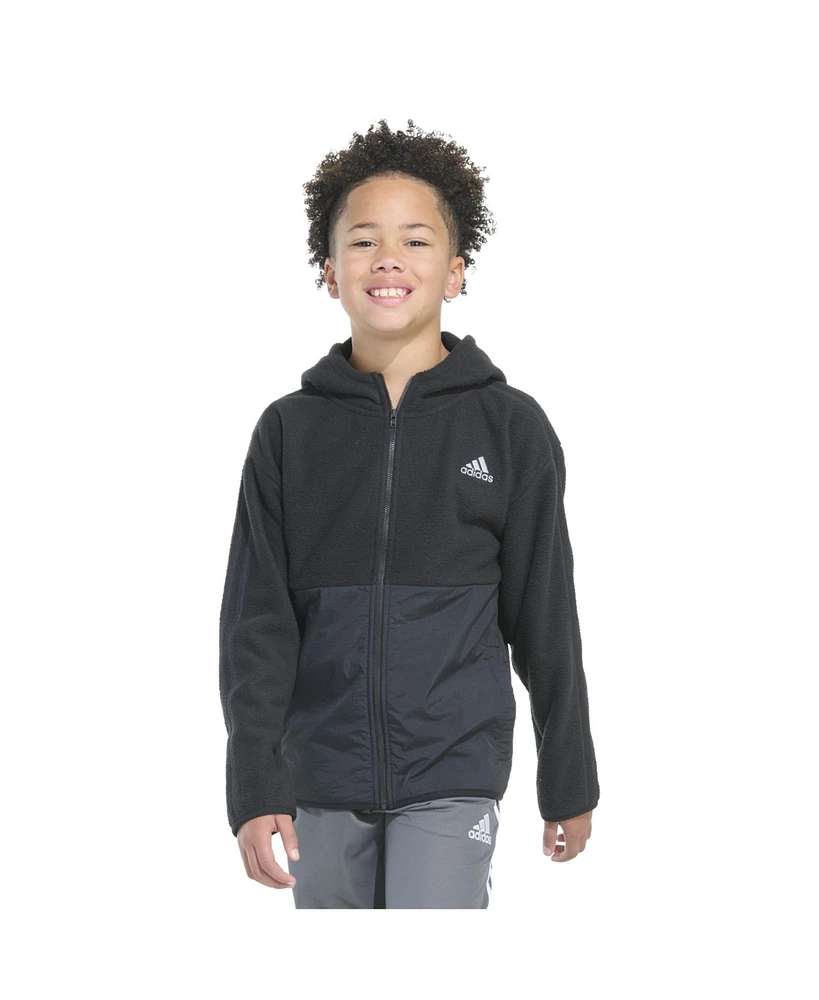 adidas Big Boys Long Sleeve Full-Zip Cozy Mix Jacket