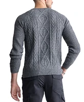 Buffalo David Bitton Men's Wallaby Nep Yarn Cable Knit Crewneck Sweater