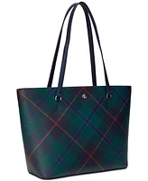 Lauren Ralph Lauren Karly Plaid Leather - Tote Bag