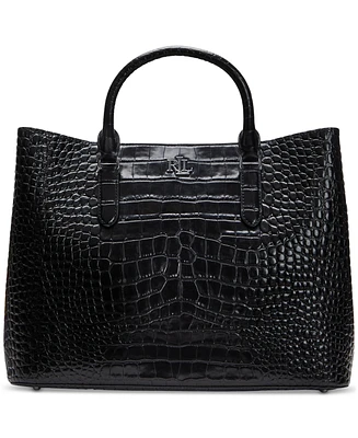 Lauren Ralph Marcy Large Embossed Leather Satchel