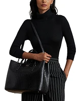 Lauren Ralph Marcy Large Embossed Leather Satchel