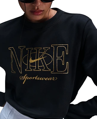 Nike Women's Sportswear Club Fleece Shine Crewneck Sweatshirt