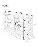 Slickblue Console Table with 3-Tier Open Storage and X-Legs – Narrow Sofa Entry Table for Living Room, Entryway, Hallway