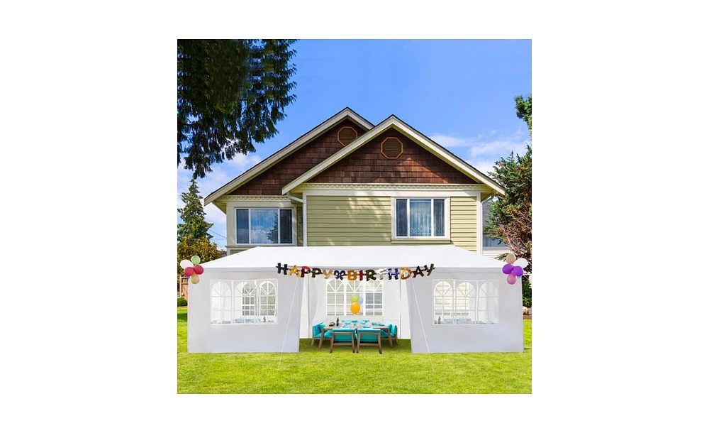 Slickblue 39m 7-Sided Iron Pergola with Pe Cloth and Spiral Pipe Design for Outdoor Spaces