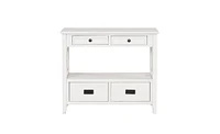 Slickblue 36'' Farmhouse Pine Wood Console Table – Antique White Sofa Table with 4 Drawers & Storage Shelf for Entryway, Living Room, Bedroom,