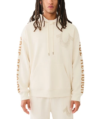 True Religion Men's Relaxed Fit Studded Logo Hoodie