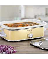 Megachef 3.5 Quart Casserole Slow Cooker with 3 Temperature Settings in Cream