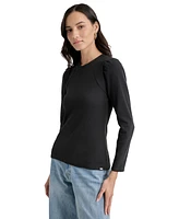 Dkny Jeans Women's Long Puff-Sleeve Crewneck Top