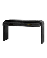 Slickblue Unique Retro Silhouette Console Table with Open Style, Two Top Drawers for Entrance, Dinning Room, Living Room (Antique Black)