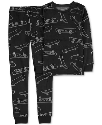 Carter's Little & Big Boys Skateboard-Print Fleece Pajamas, 2 Piece Set