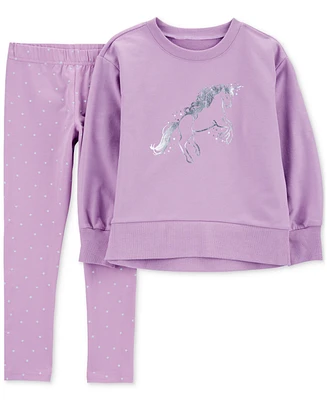 Carter's Little & Big Girls Unicorn Pullover Sweatshirt Leggings, 2 Piece Set