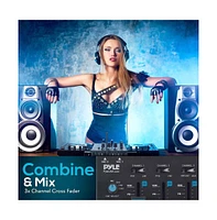 Pyle Wireless 3-Channel Dj Mixer with Bluetooth and Usb, Phono, Microphone, and Line Inputs