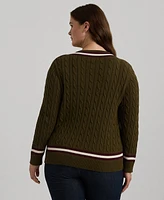 Lauren Ralph Plus Cable-Knit Cotton Cricket Sweater