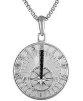 Bulova Black Diamond (1/6 ct. t.w.) Sundial Pendant 26" Necklace in Sterling Silver