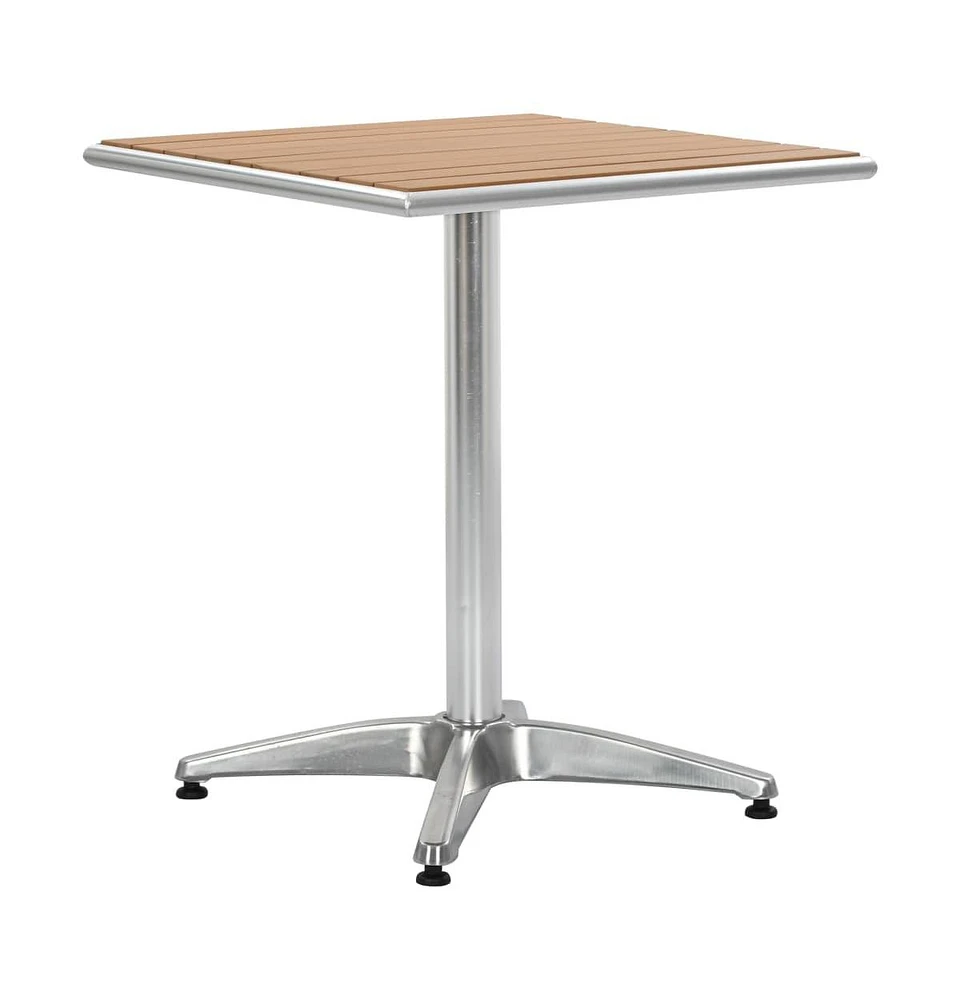 vidaXL Patio Table Silver 23.6"x23.6"x27.6" Aluminum and Wpc