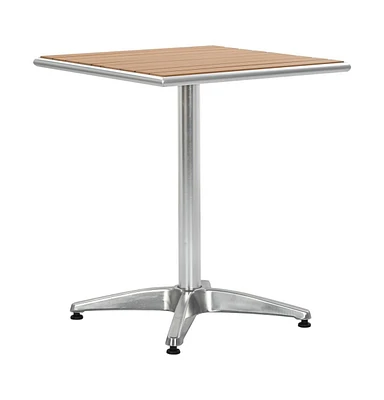 vidaXL Patio Table Silver 23.6"x23.6"x27.6" Aluminum and Wpc