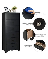 Sugift 6 Drawers Chest Dresser Clothes Storage Bedroom Furniture Cabinet