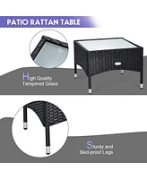 Sugift 3 Pieces Patio Wicker Rattan Furniture Set with Cushion for Lawn Backyard