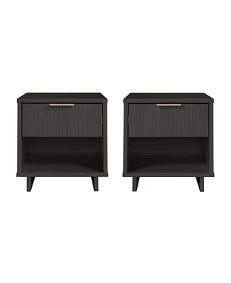 Manhattan Comfort 2-Piece Granville Solid Pine Wood -Drawer Nightstand Set