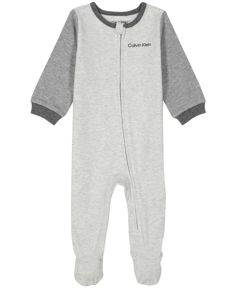 Calvin Klein Baby Boy Heather Fleece Quilted Coverall