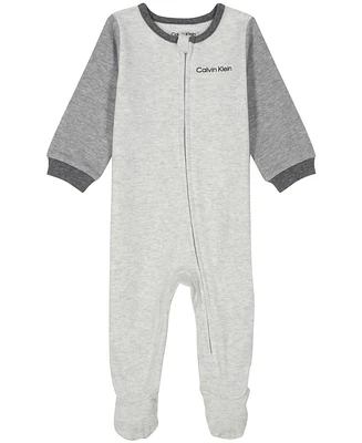 Calvin Klein Baby Boy Heather Fleece Quilted Coverall