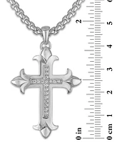 Esquire Men's Jewelry Diamond Fancy Cross 22" Pendant Necklace (1/5 ct. t.w.) in Sterling Silver, Created for Macy's