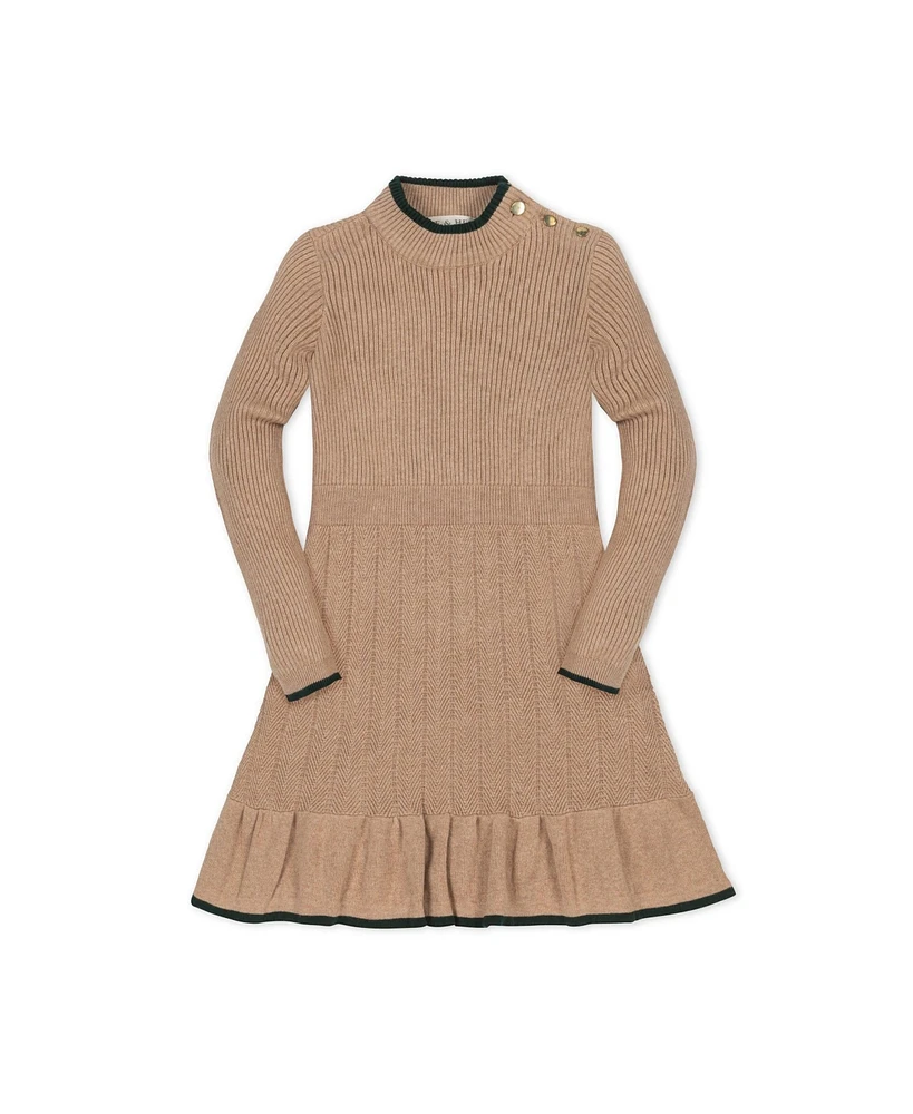 Hope & Henry Little Girls Organic Long Sleeve Mock Neck Flounce Sweater Dress