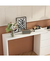 Homsee 6-Drawer L-Shaped Chest of Drawers with Rotatable Desktop