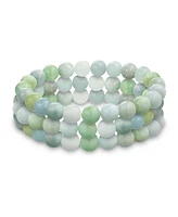 Bling Jewelry Set Of 3 Natural Light Blue Shades Aquamarine Round Bead Ball 8MM Stacking Stretch Bracelet